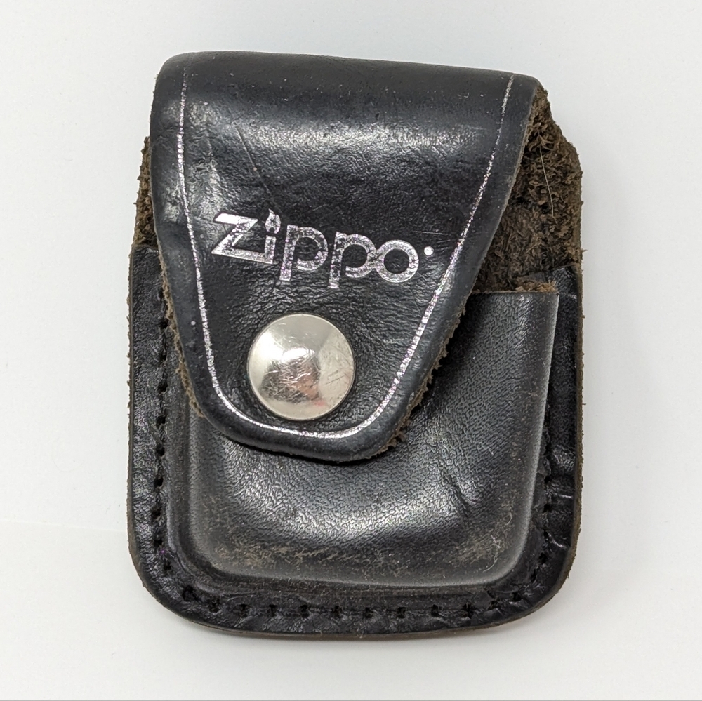 Leather Zippo Holder Clip Vintage Black